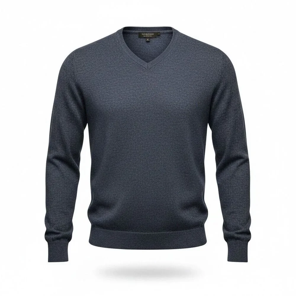 Banana Republic 100% Merino Wool V Neck Sweater Men Large Gray Pullover NWT New